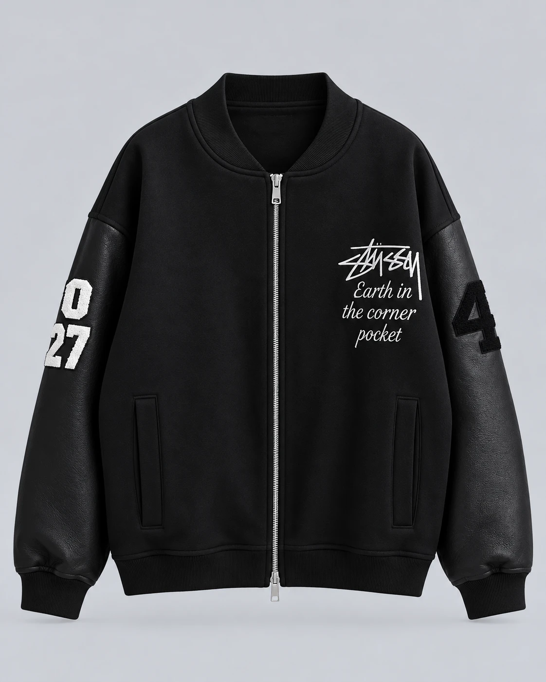 Black varsity jacket