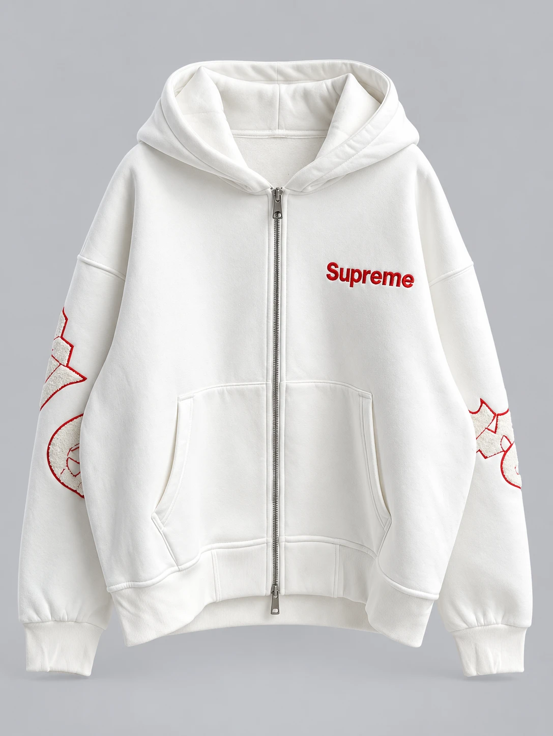 White zip hoodie